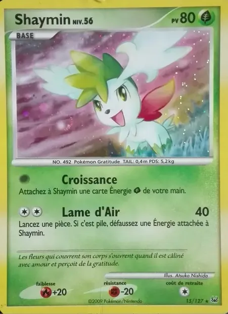 Shaymin, carte Pokémon PL 15 — extension Platine