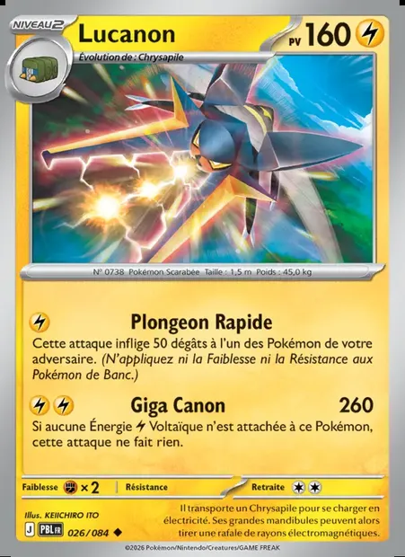 Lucanon, carte Pokémon PBL 026 — extension Nuit Noire