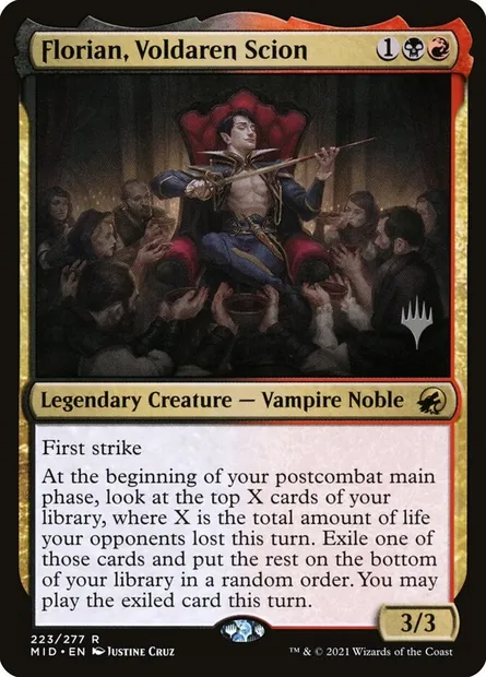 Florian, Voldaren Scion, Magic card PMID 223p — Innistrad: Midnight Hunt Promos set