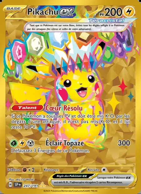 Pikachu-ex, carte Pokémon SSP 247 — extension Étincelles Déferlantes