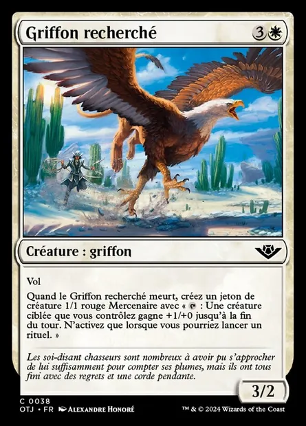 Griffon recherché, carte Magic OTJ 38 — extension Outlaws of Thunder Junction