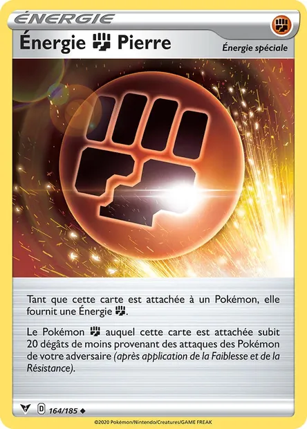 Énergie Fighting Pierre, carte Pokémon VIV 164 — extension Voltage Éclatant