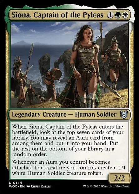 Siona, Captain of the Pyleas, Magic card WOC 144 — Wilds of Eldraine Commander set