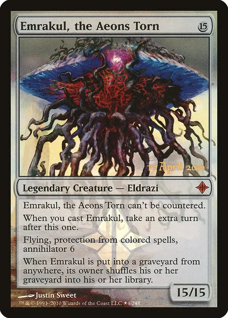 Emrakul, Déchirure des Éons, carte Magic PROE 4★ — extension Rise of the Eldrazi Promos