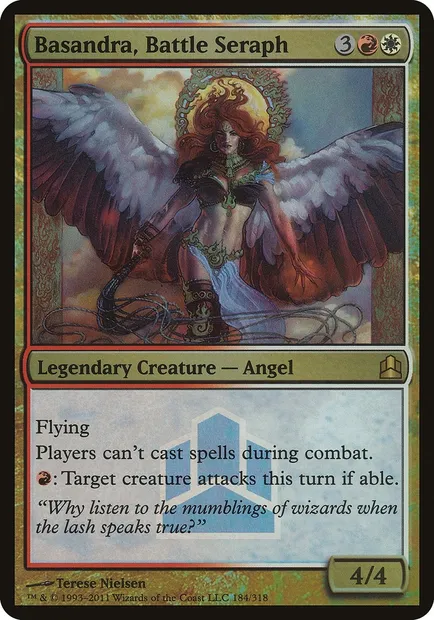 Basandra, Battle Seraph, Magic card PCMD 184 — Commander 2011 Launch Party set