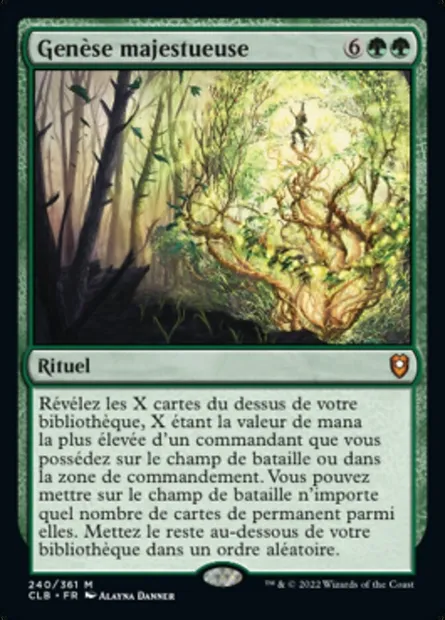 Genèse majestueuse, carte Magic CLB 240 — extension Commander Légendes : la bataille de la Porte de Baldur