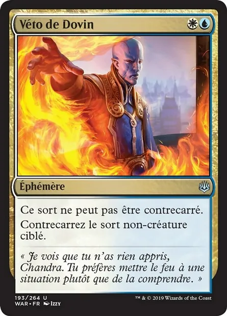 Véto de Dovin, carte Magic WAR 193 — extension La guerre des Planeswalkers