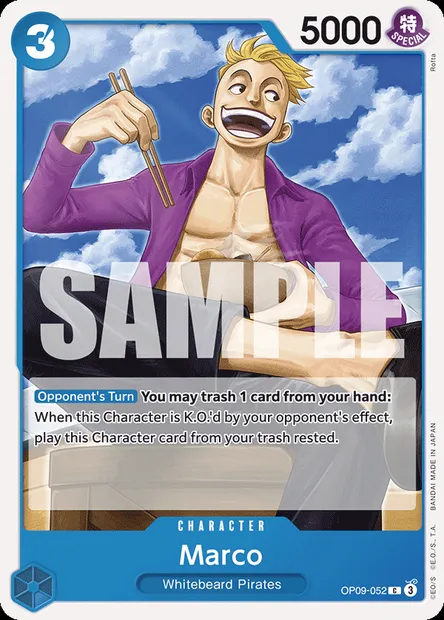 Marco, One Piece card OP09-052 — EMPERORS IN THE NEW WORLD set