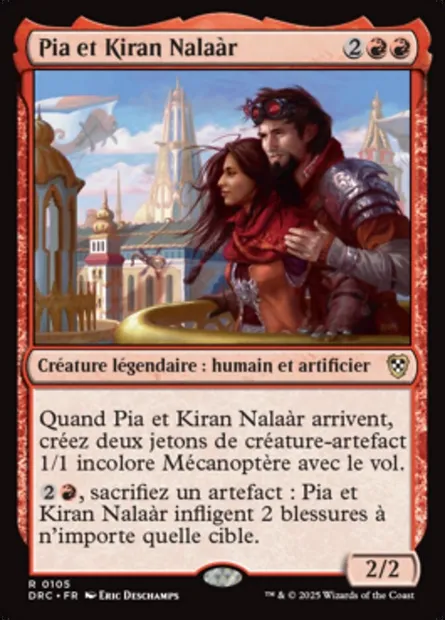 Pia et Kiran Nalaàr, carte Magic DRC 105 — extension Aetherdrift Commander