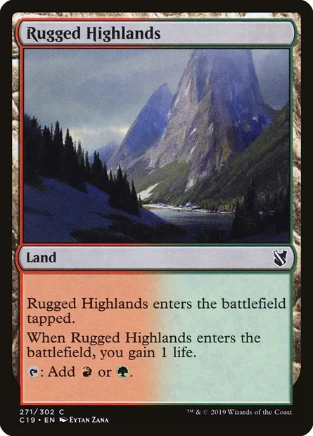 Rugged Highlands, Magic card C19 271 — Commander 2019 set
