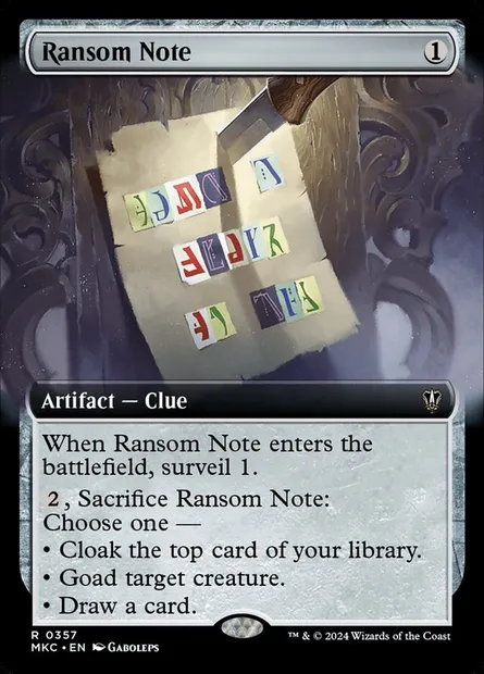 Ransom Note, Magic card MKC 357 — Murders at Karlov Manor Commander set