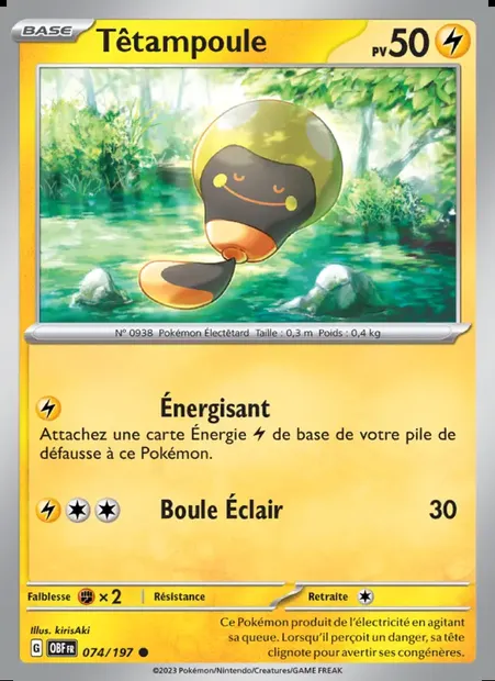 Têtampoule, carte Pokémon OBF 074 — extension Flammes Obsidiennes