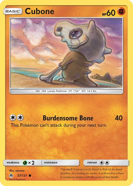 Cubone, Pokémon card FLI 57 — Forbidden Light set