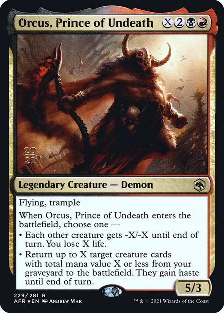 Orcus, Prince of Undeath, Magic card PAFR 229s — Adventures in the Forgotten Realms Promos set