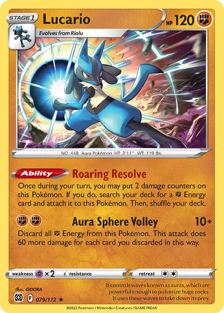 Lucario, Pokémon card BRS 079 — Brilliant Stars set