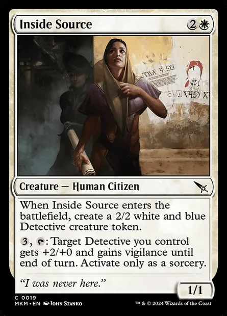 Inside Source, Magic card MKM 19 — Murders at Karlov Manor set
