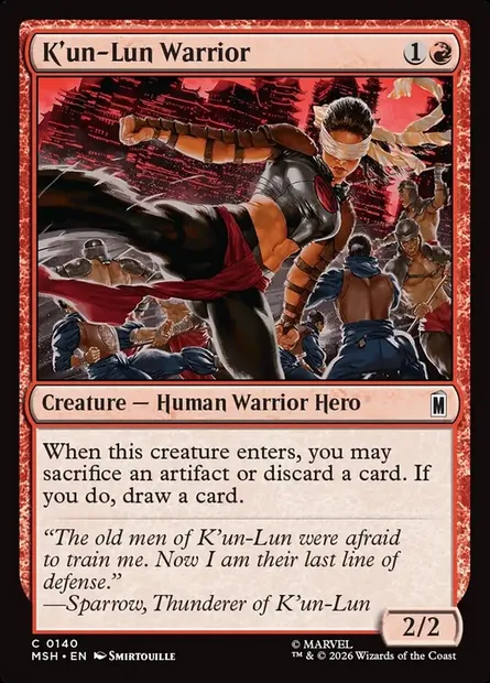 K'un-Lun Warrior, Magic card MSH 140 — Marvel Super Heroes set