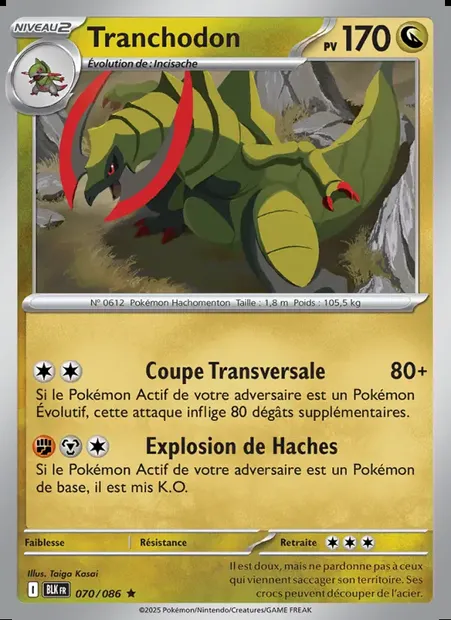 Tranchodon, carte Pokémon BLK 070 — extension Foudre Noire