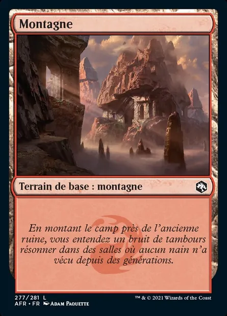 Montagne, carte Magic AFR 277 — extension Forgotten Realms: Aventures dans les Royaumes Oubliés