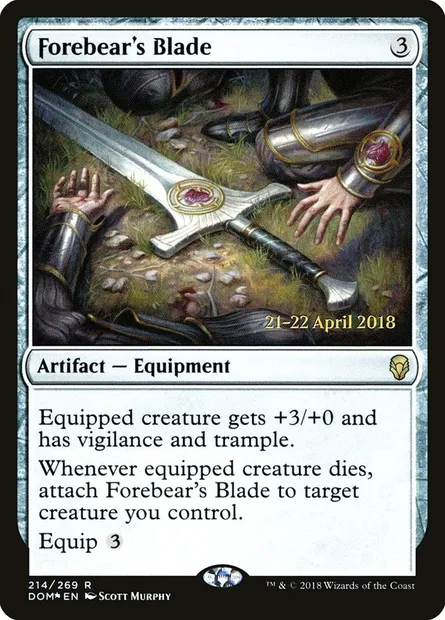 Forebear's Blade, Magic card PDOM 214s — Dominaria Promos set