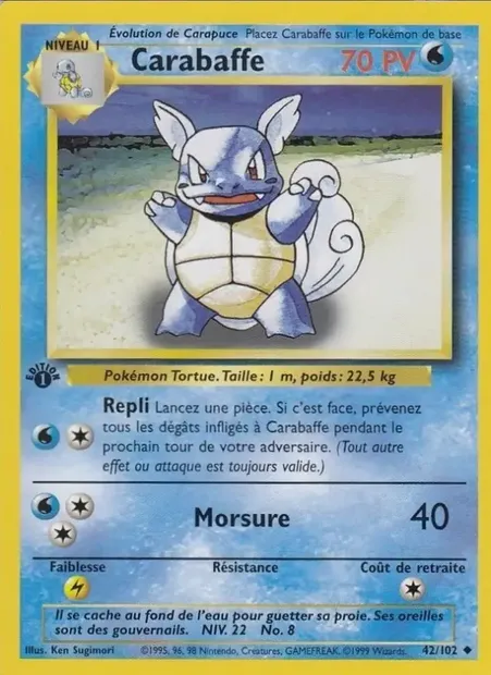 Carabaffe, carte Pokémon BS 42 — extension Set de Base