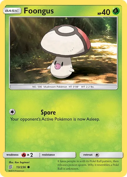 Foongus, Pokémon card UNM 13 — Unified Minds set