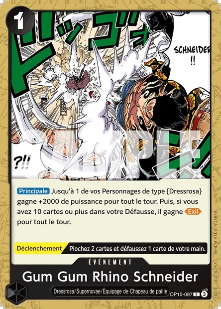 Gum Gum Rhino Schneider, carte One Piece OP10-097 — extension SANG ROYAL