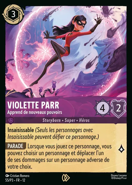 Violette Parr - Apprend de nouveaux pouvoirs, carte Disney Lorcana P3-055 — extension P3
