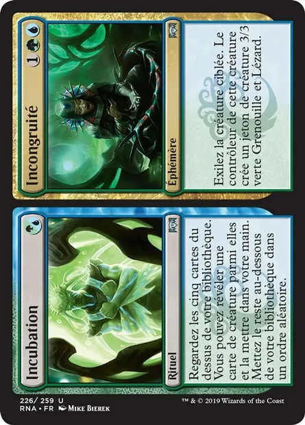 Incubation // Incongruité, carte Magic RNA 226 — extension L'allégeance de Ravnica