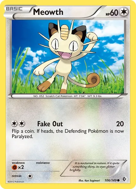Meowth, Pokémon card BCR 106 — Boundaries Crossed set
