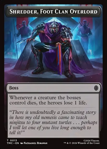 Shredder, Foot Clan Overlord, carte Magic TTMC 13 — extension Teenage Mutant Ninja Turtles Eternal Tokens