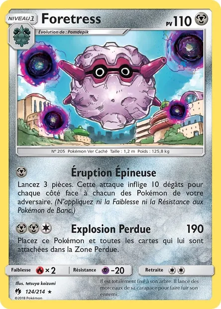 Foretress, carte Pokémon LOT 124 — extension Tonnerre Perdu