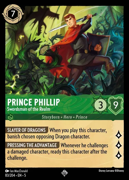 Prince Phillip - Swordsman of the Realm, Disney Lorcana card CH5-083 — Shimmering Skies set