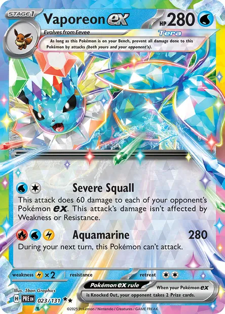 Vaporeon ex, Pokémon card PRE 023 — Prismatic Evolutions set
