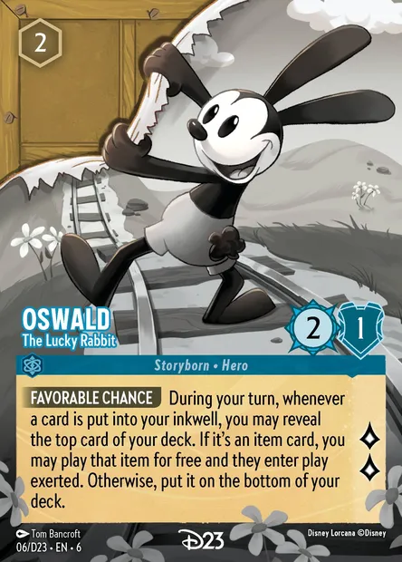 Oswald - Le Lapin Chanceux, carte Disney Lorcana D23-006 — extension D23