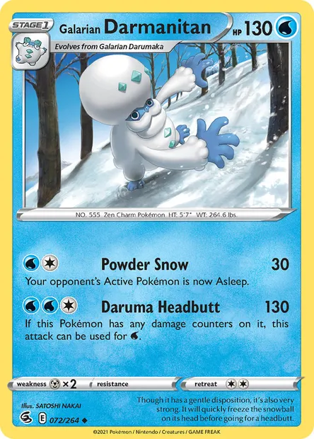 Galarian Darmanitan, Pokémon card FST 72 — Fusion Strike set