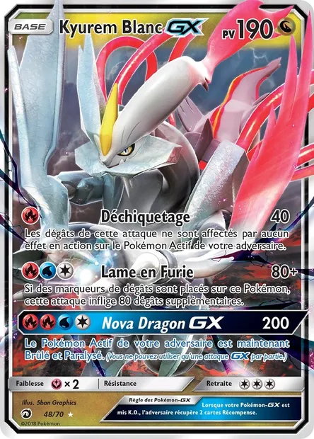 Kyurem Blanc GX, carte Pokémon DRM 48 — extension Majesté Des Dragons