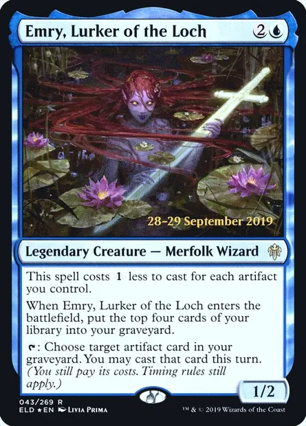 Emry, Lurker of the Loch, Magic card PELD 43s — Throne of Eldraine Promos set