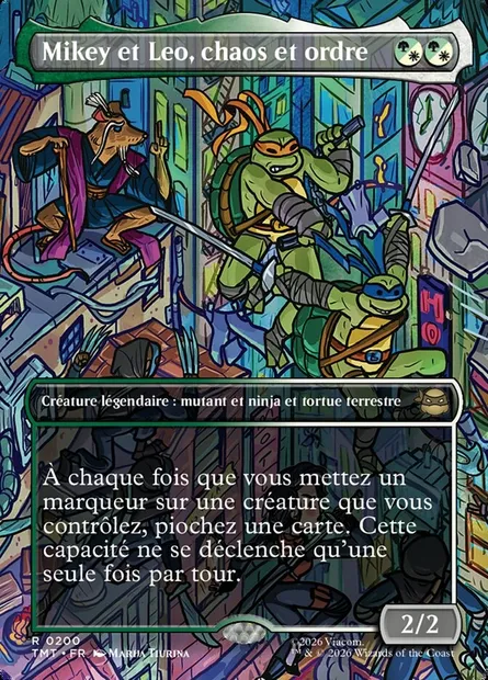 Mikey et Leo, chaos et ordre, carte Magic TMT 200 — extension Teenage Mutant Ninja Turtles