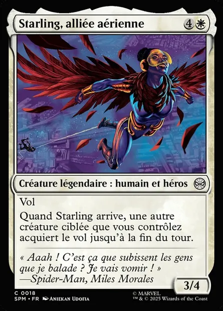 Starling, alliée aérienne, carte Magic SPM 18 — extension Marvel's Spider-Man