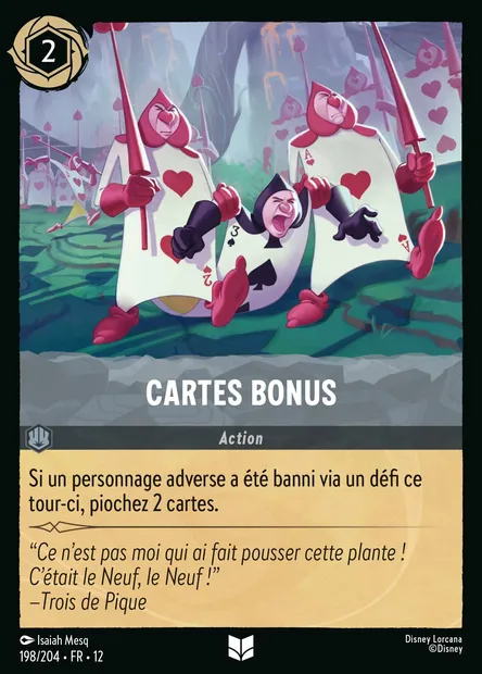 Cartes bonus, carte Disney Lorcana CH12-198 — extension Contrées Inconnues