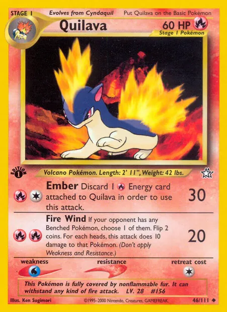 Quilava, Pokémon card NG 46 — Neo Genesis set