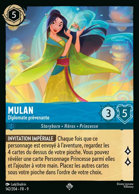 Mulan - Diplomate prévenante, carte Disney Lorcana CH9-142 — extension Fabuleux