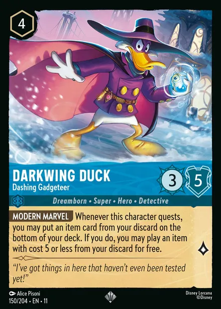 Darkwing Duck - Dashing Gadgeteer, Disney Lorcana card CH11-150 — Winterspell set