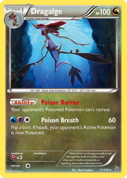 Dragalge, Pokémon card FLF 71 — Flashfire set