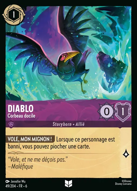 Diablo - Corbeau docile, carte Disney Lorcana CH6-049 — extension La Mer Azurite