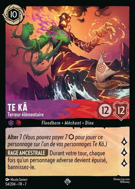 Te Kā - Terreur élémentaire, carte Disney Lorcana CH7-054 — extension L'île d'Archazia