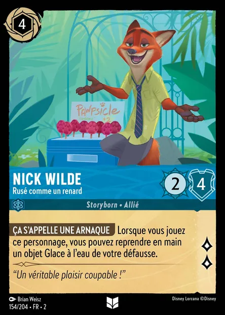 Nick Wilde - Rusé comme un renard, carte Disney Lorcana CH2-154 — extension L'Ascension des Floodborn