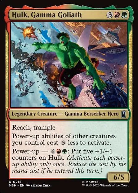 Hulk, Gamma Goliath, Magic card MSH 215 — Marvel Super Heroes set