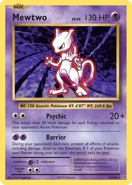 Mewtwo, Pokémon card EVO 51 — Evolutions set